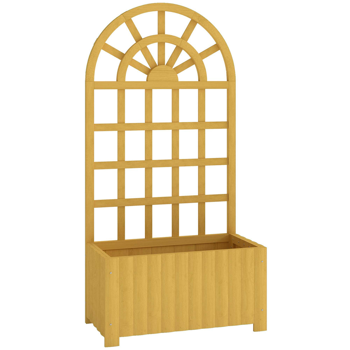 Jardinera Con Enrejado Outsunny Madera De Abeto Madera Natural 60x30x120 Cm_0