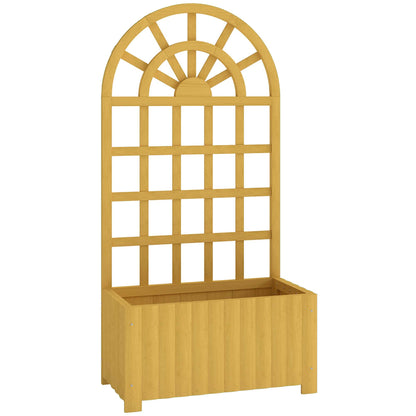 Jardinera Con Enrejado Outsunny Madera De Abeto Madera Natural 60x30x120 Cm_0