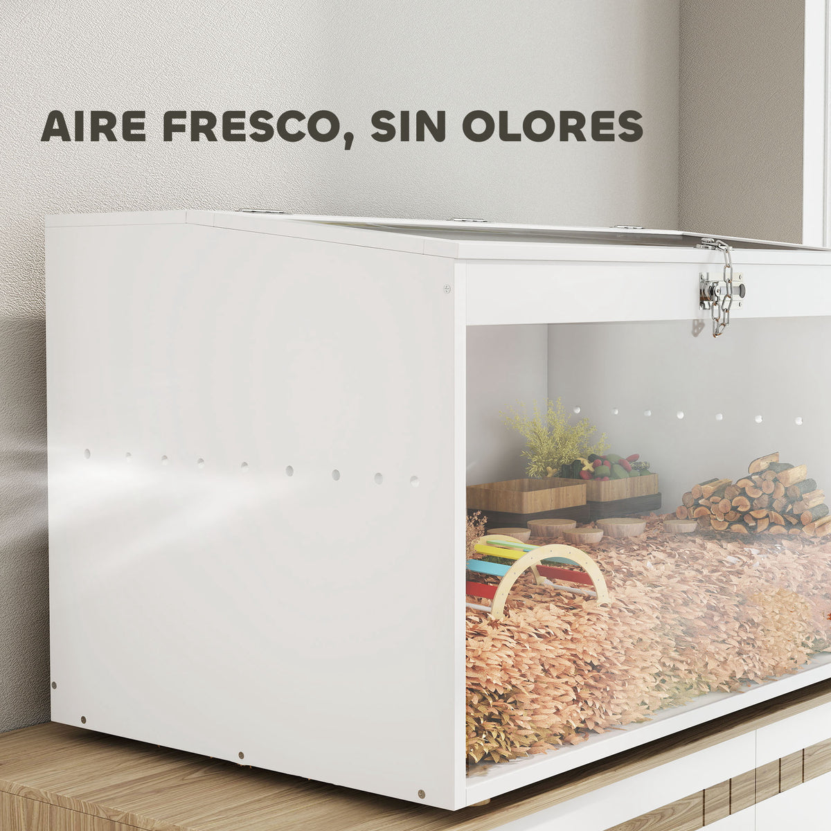 Jaula Para Hámster Pawhut Mdf, Acrílico Blanco 80x50x50 Cm D51-492v91cw_5
