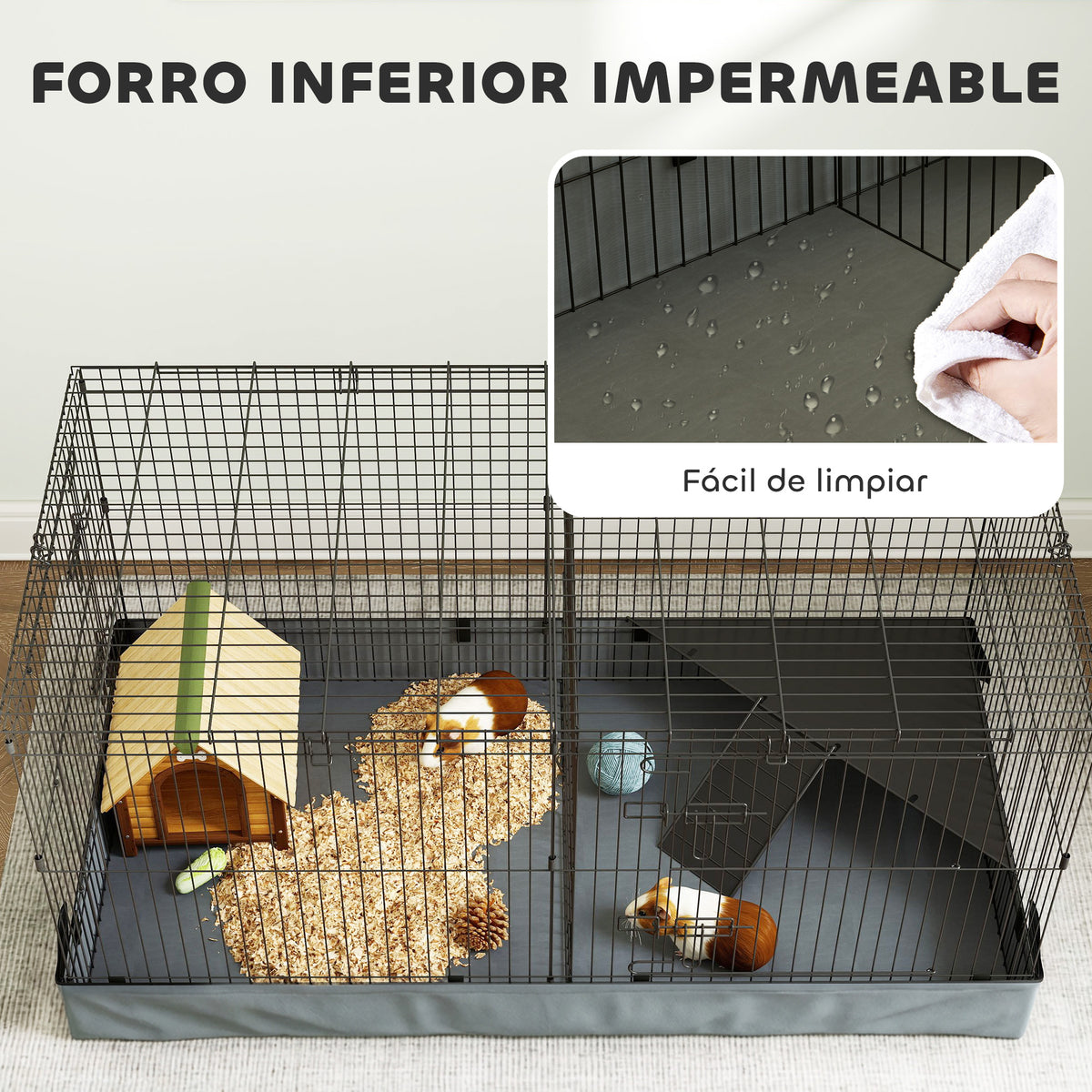 Jaula Animales Pequeños Pawhut Acero Negro 121x61x61 Cm_5