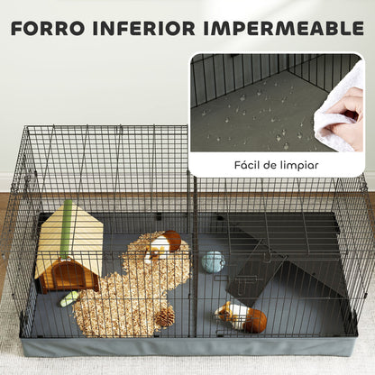 Jaula Animales Pequeños Pawhut Acero Negro 121x61x61 Cm_5
