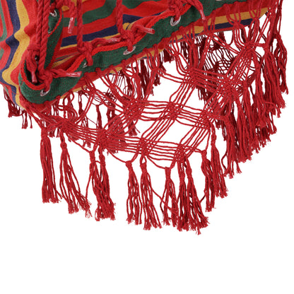 Silla Hamaca Colgante Outsunny Madera, Algodón, Poliéster Rojo, Azul Y Amarillo 100x60x100 Cm_3
