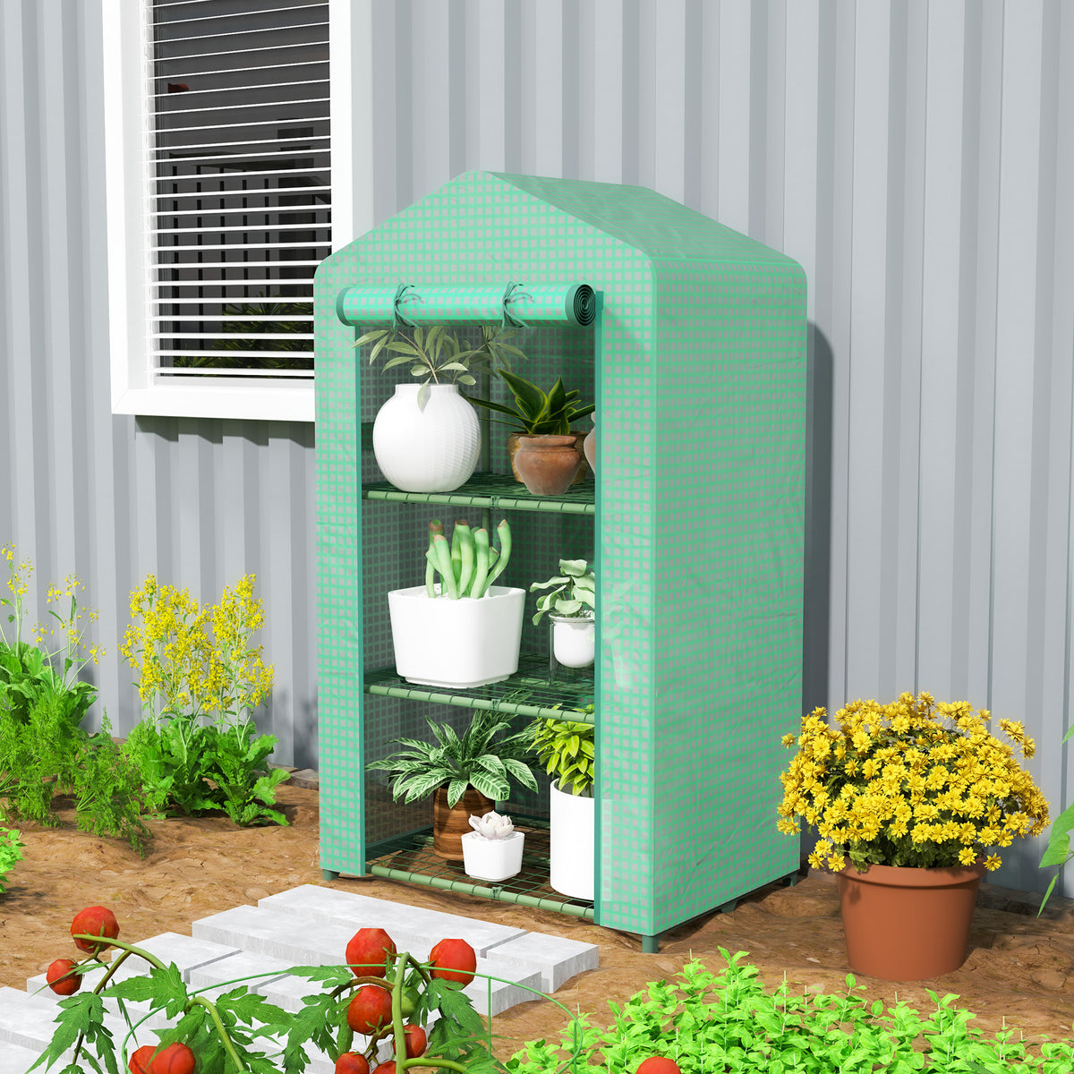 Invernadero De Jardín Outsunny Metal, Pe Verde 69x49x125 Cm_1