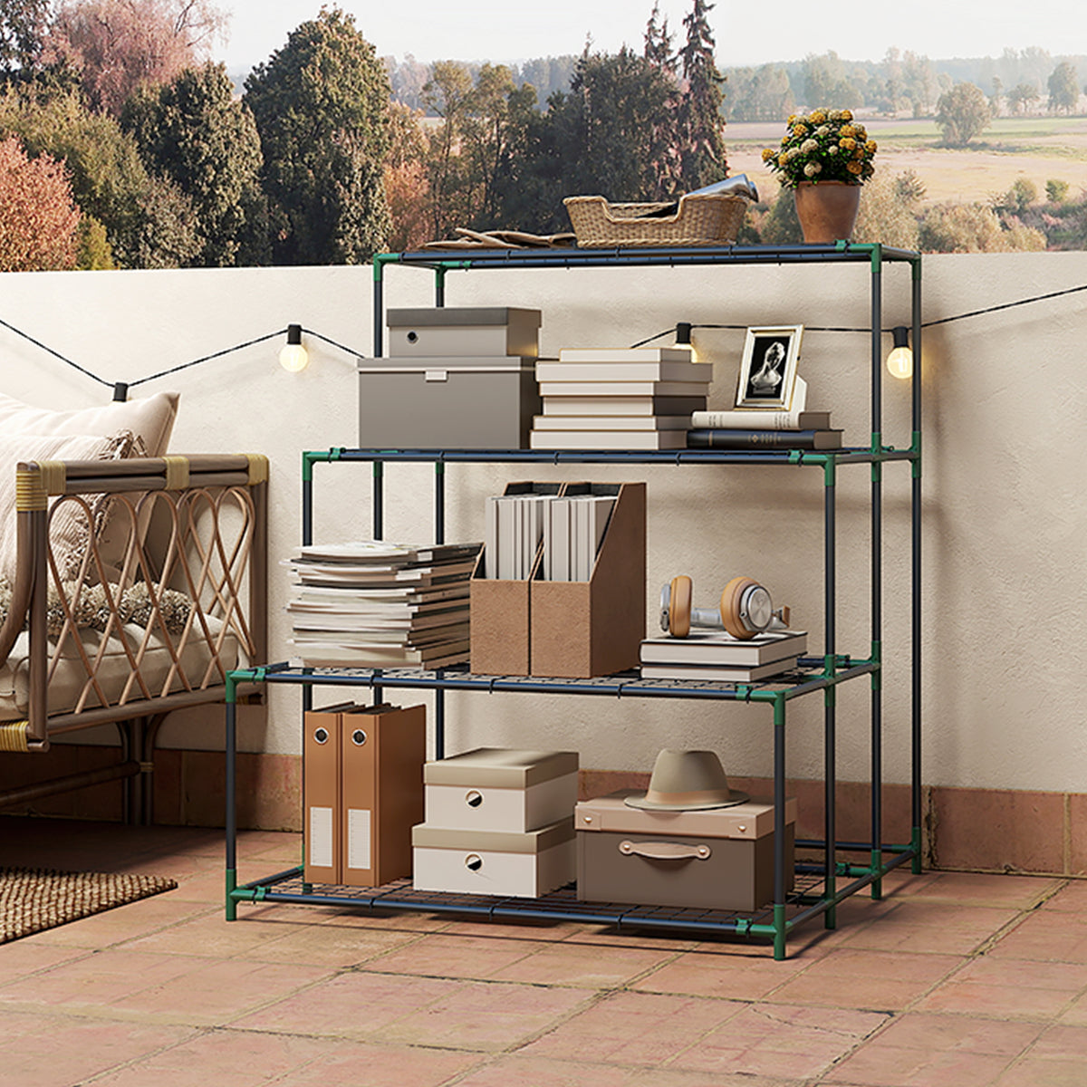 Soporte Para Plantas Outsunny Acero Verde 94x84x110 Cm_4