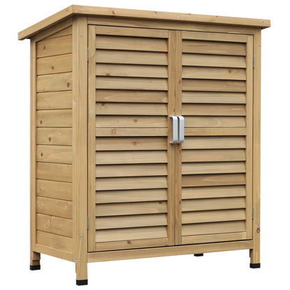 Cobertizo De Almacenamiento De Madera Outsunny 87x46,5x96,5cm Natural_0