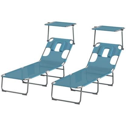 Tumbonas Plegables Outsunny Acero Galvanizado, Textilene Azul Claro 188x56x27 Cm_4