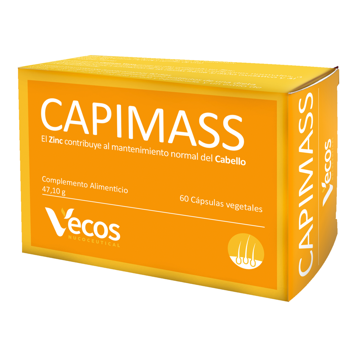 Capimass Vecos 60 Cápsulas | Volumen Y Densidad De Cabello | Zinc + Taurina + Té Verde_0
