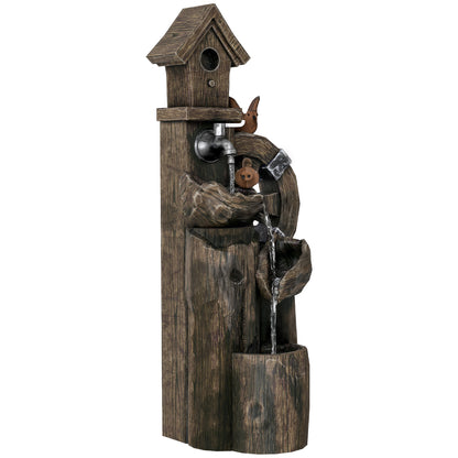 Fuente De Agua Outsunny Resina Multicolor 34.5x29.5x92 Cm_0