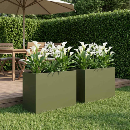 Macetero De Jardín 2 Uds. Verde Oliva 60 X 30 X 40 Cm_1