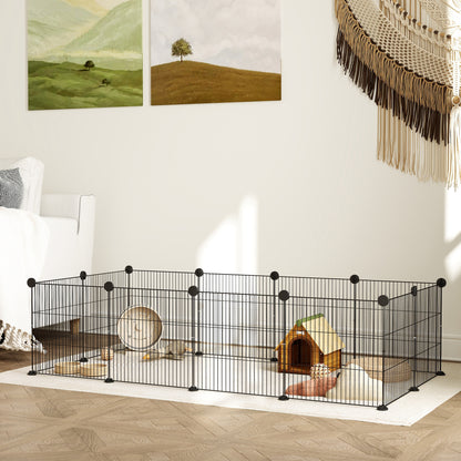 Parque Para Mascotas Pawhut Acero Negro 140x70x35 Cm_1