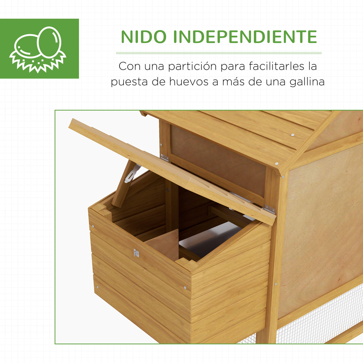 Gallinero De Jardín Pawhut Madera De Abeto Madera Natural 151,5x54x87 Cm_5