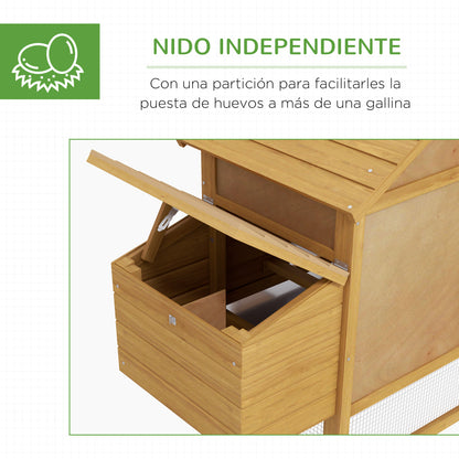Gallinero De Jardín Pawhut Madera De Abeto Madera Natural 151,5x54x87 Cm_5