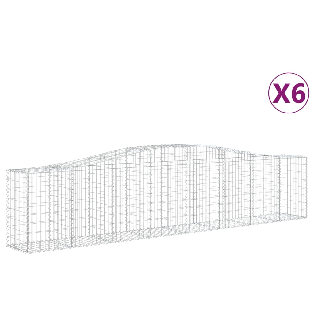Cestas De Gaviones 6 Uds Forma De Arco Hierro 400x50x80/100 Cm_0