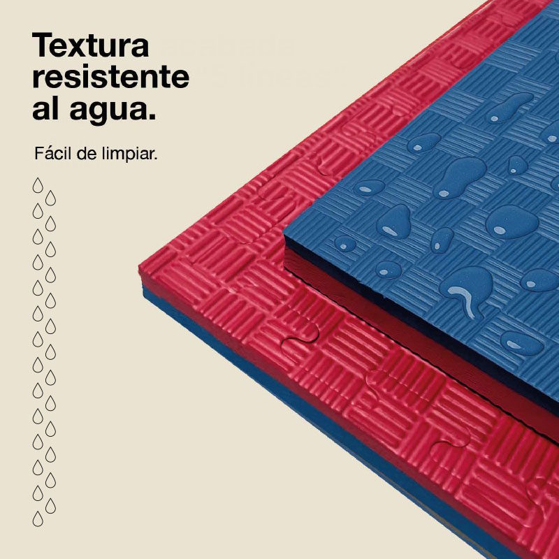 Tatami Puzzle 2cm 100x100cm, Pack 4 Unidades – Superficie 5 Líneas Rojo/azul Jowy_4