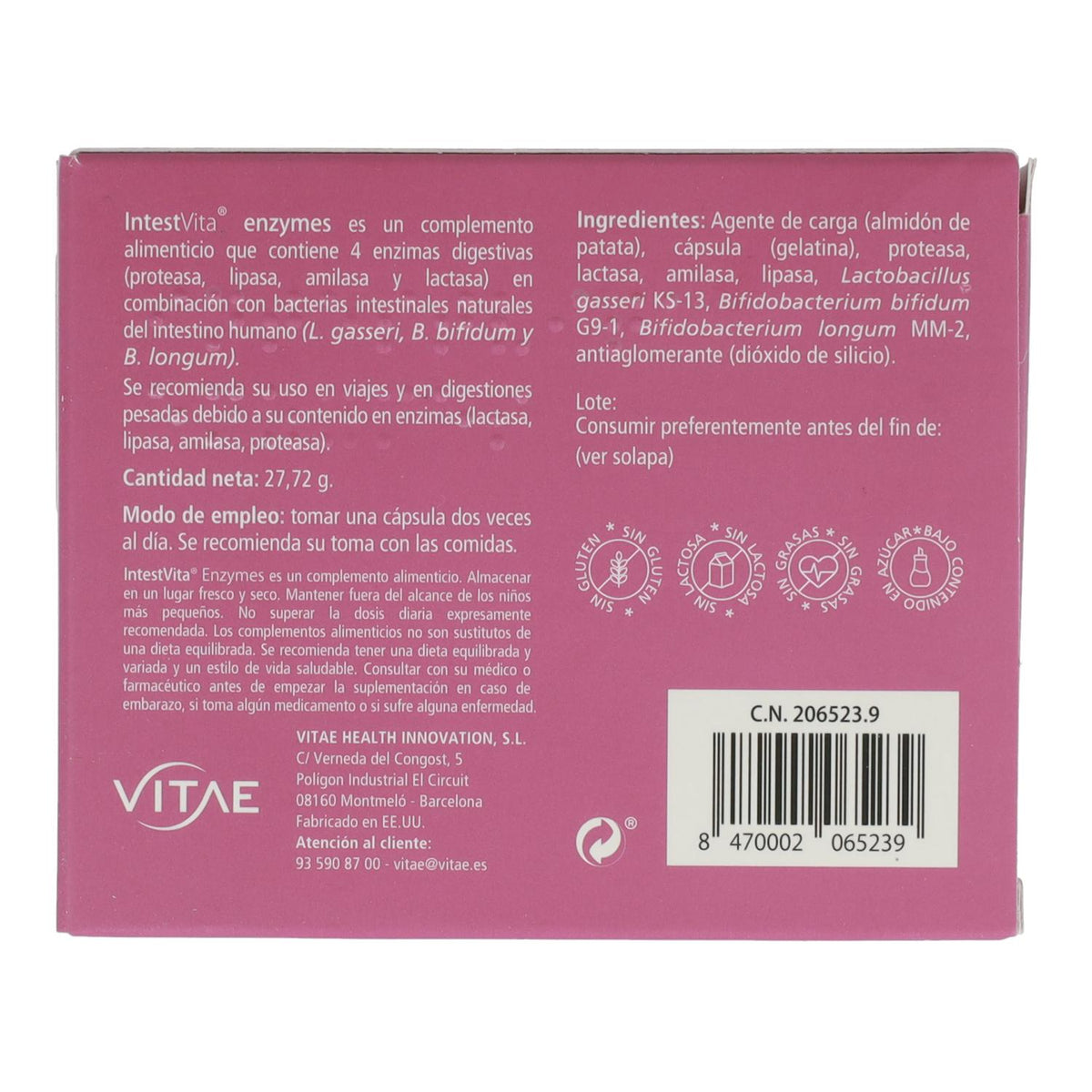IntestVita Enzymes 60 cápsulas