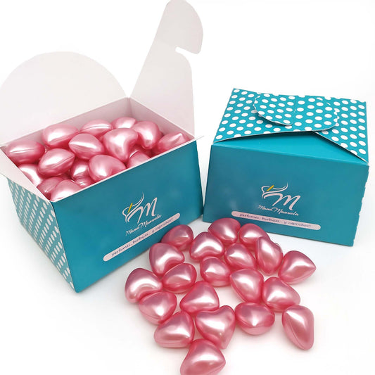 Pack 40 Perlas De Baño Aromatizada En Forma De Corazón - Con Aceite De Soja - Hidratante Y Aromática - Aroma Rosas_0