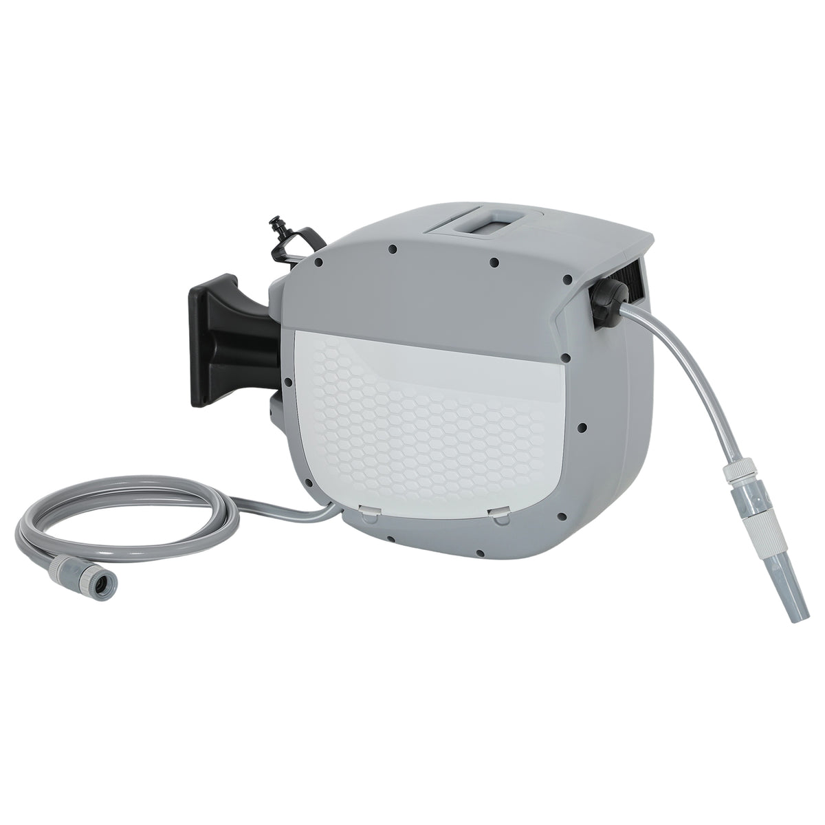 Enrollador De Manguera Outsunny Pp Gris 52x22x35 Cm_0