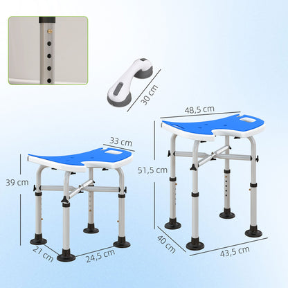 Silla Para Ducha Homcom Aluminio, Hdpe Azul 48.5x33x51.5 Cm_2
