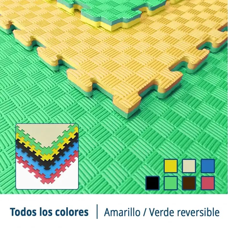 Artatami® Tatami Puzzle 1x1x20 mm Amarillo - Verde Pack Ahorro【2 Unidades】Gimnasios - Fitness - Pilates - Yoga_2