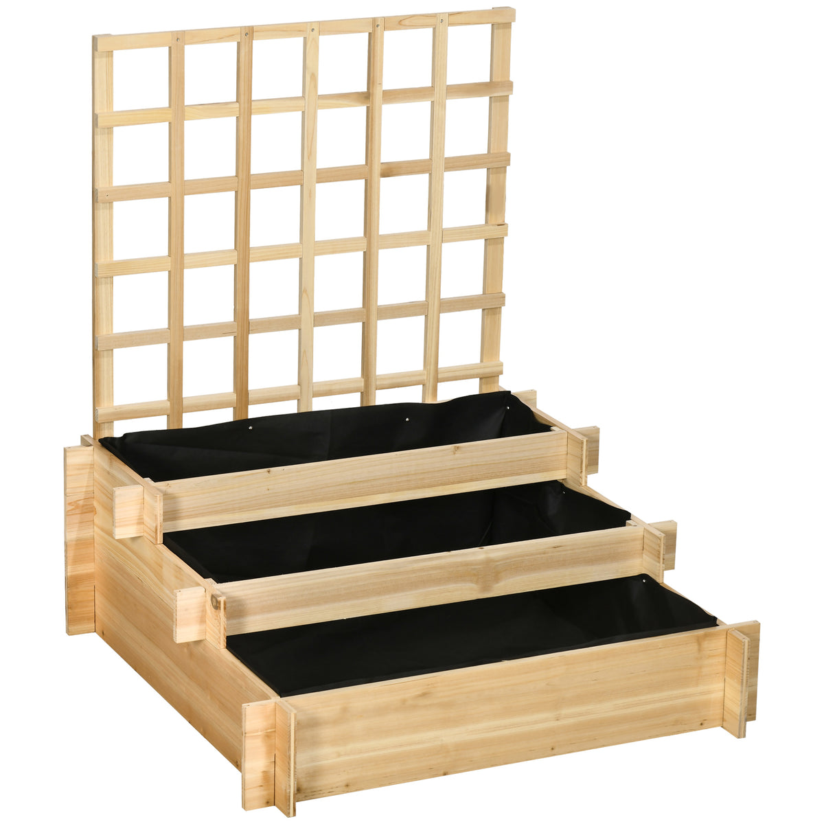 Jardinera De 3 Niveles Con Enrejado Outsunny 95x95x110 Cm Natural_0