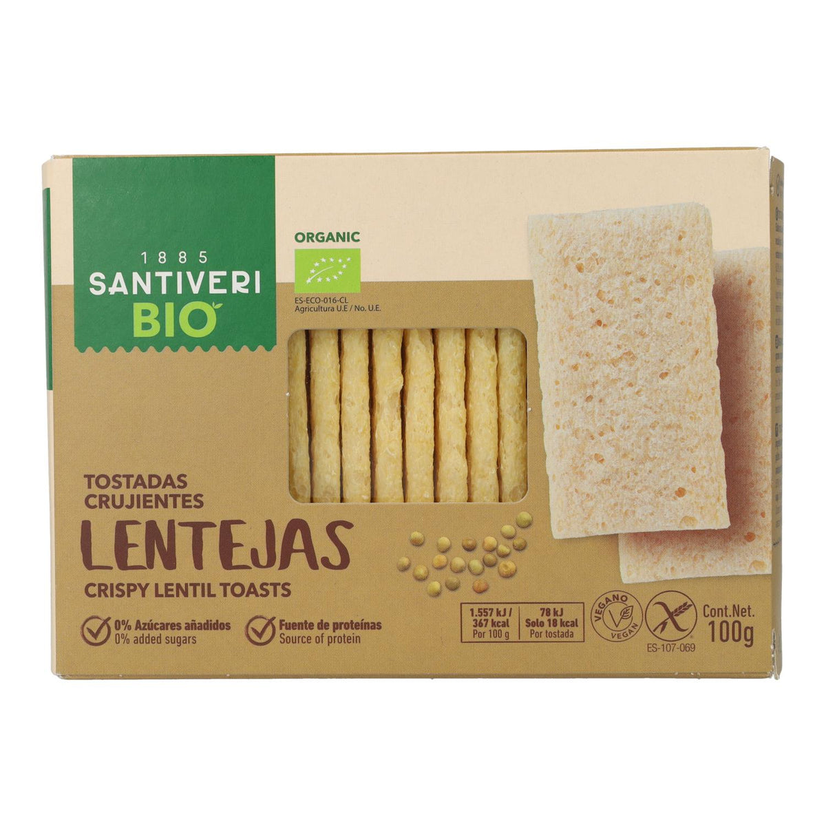 Tostadas Ligeras y Crujientes de Lentejas Bio Santiveri 100 g