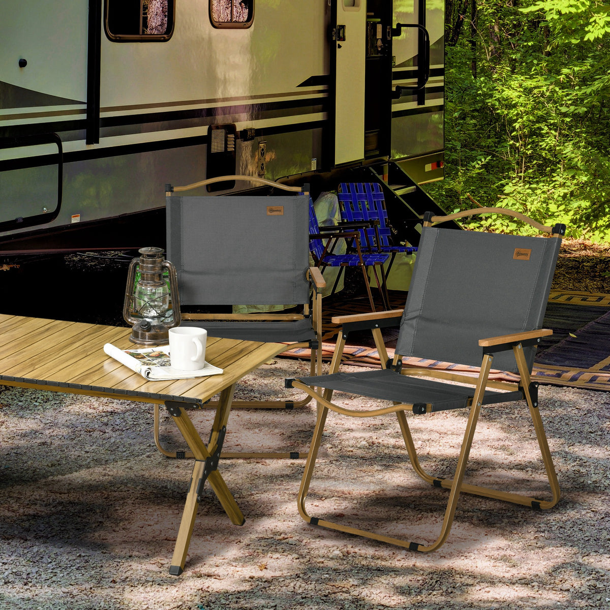 Sillas De Camping Outsunny Tela Oxford, Acero Gris Oscuro 54x59x78 Cm_1