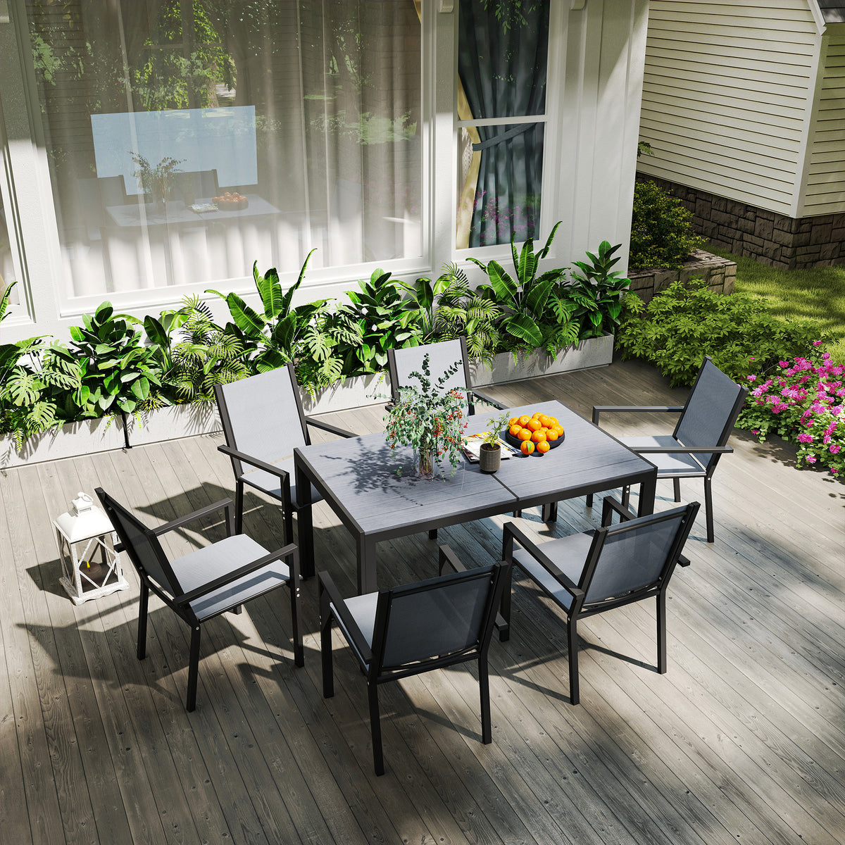 Conjunto De Jardín Outsunny Acero, Textilene Gris Claro 150x90x73 Cm_4