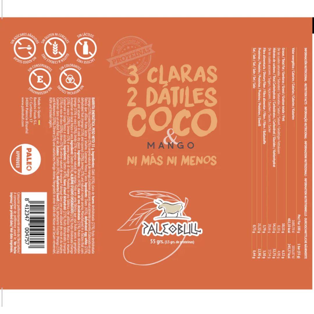 Barrita energética de Mango con dátiles y coco Paleobull 55 g