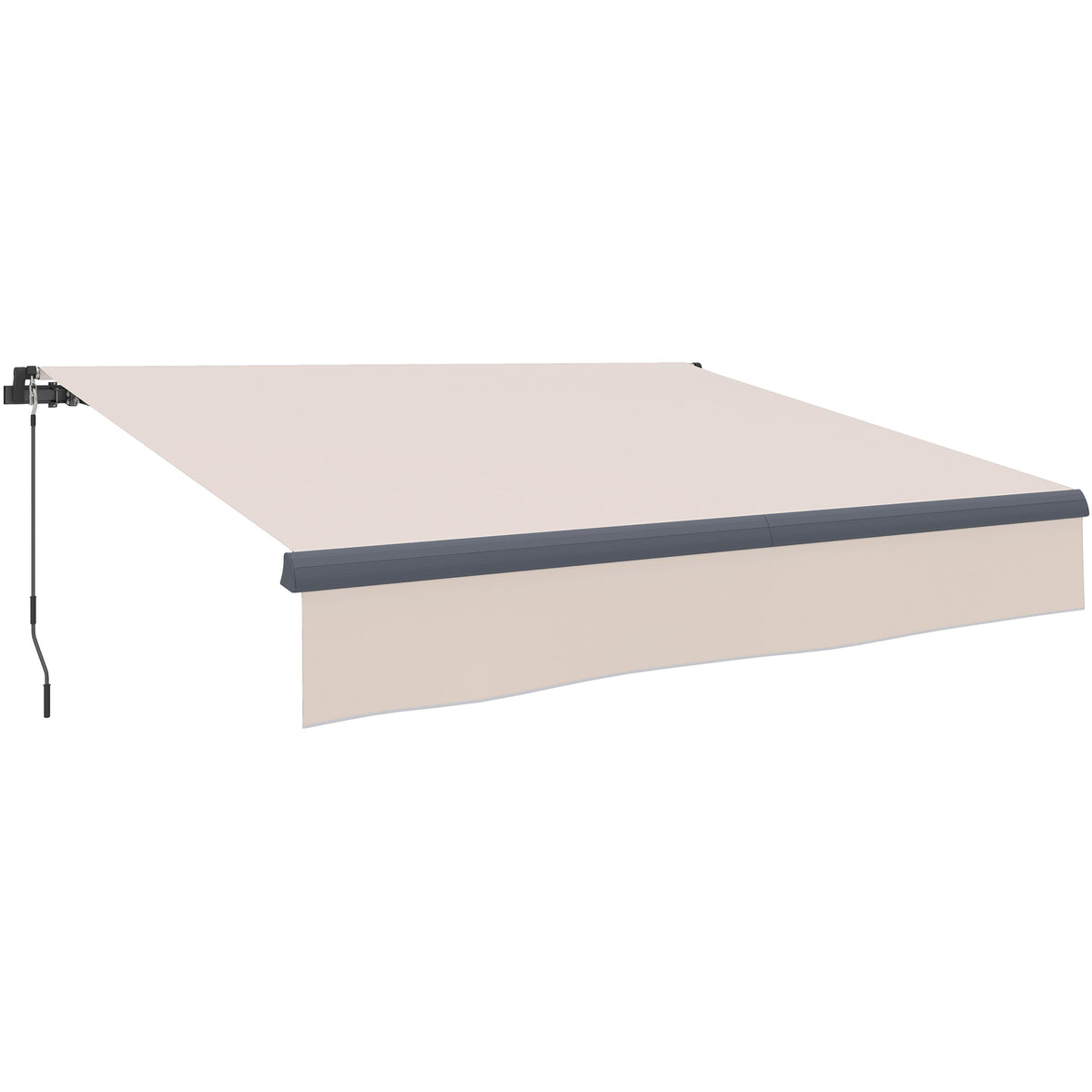 Toldo Manual Retráctil Outsunny Aluminio, Poliéster Crema 295x200x400 Cm_0