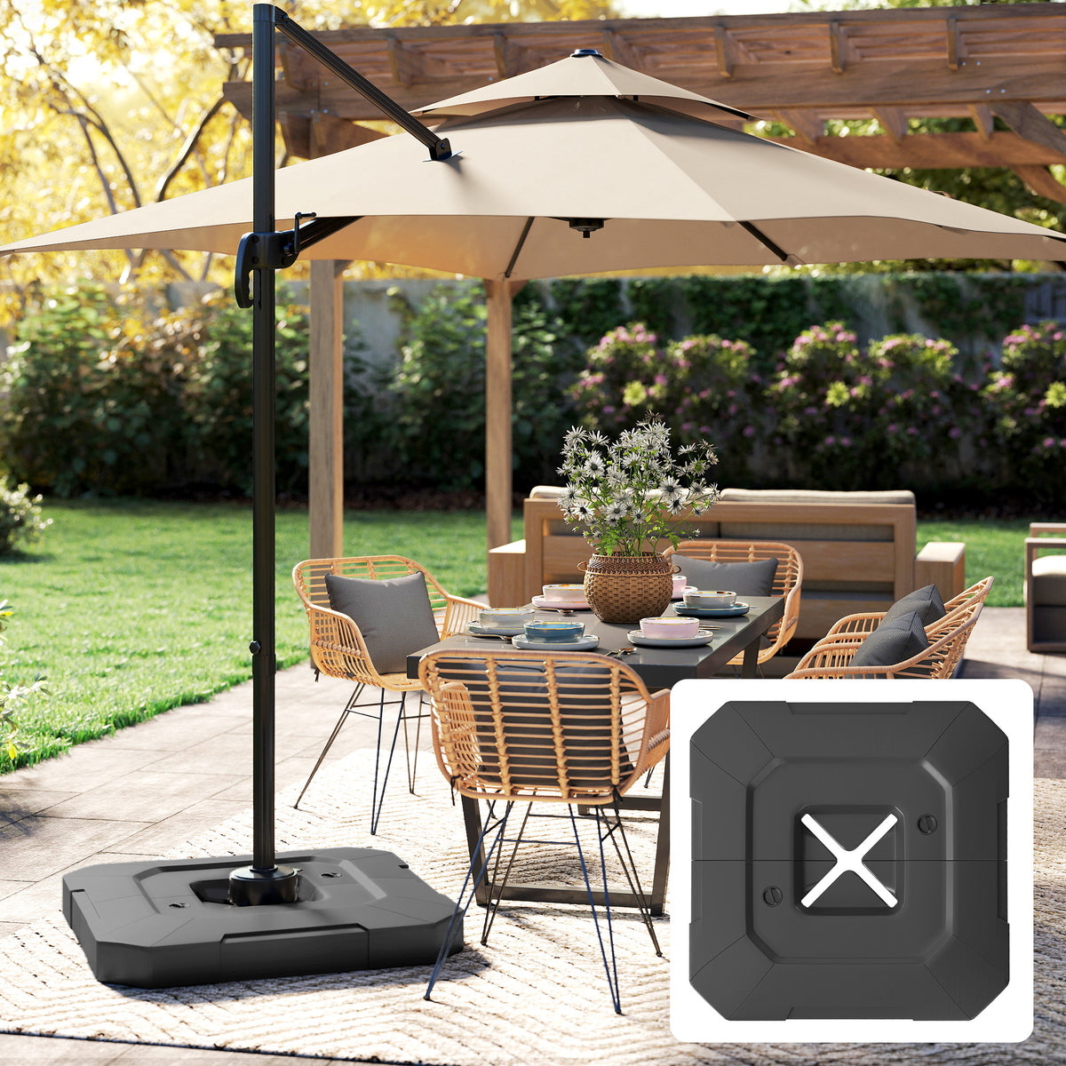 Base Para Sombrilla Outsunny Hdpe Negro 101x101x12 Cm_1