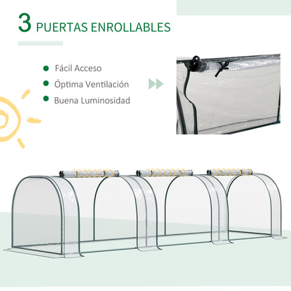 Invernadero Túnel Outsunny Transparente, Verde Oscuro 350x100x80cm_5