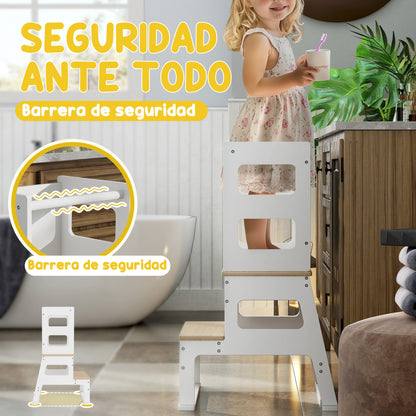 Torre De Aprendizaje Aiyaplay Mdf, Madera De Pino Blanco 55x52.5x87.5 Cm_5
