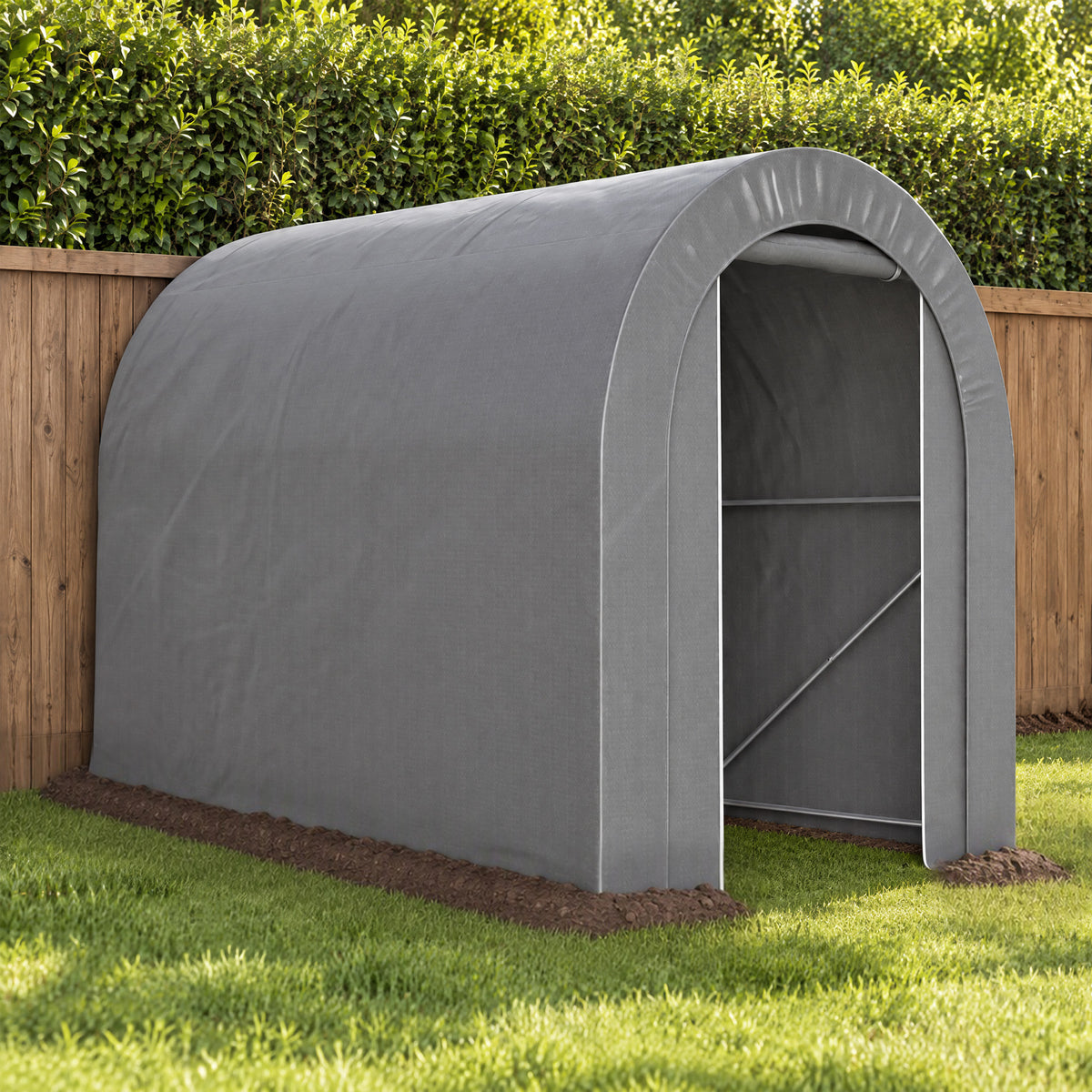 Carpa Para Herramientas Outsunny Pe, Acero Galvanizado Gris Claro 239x159x190 Cm_1