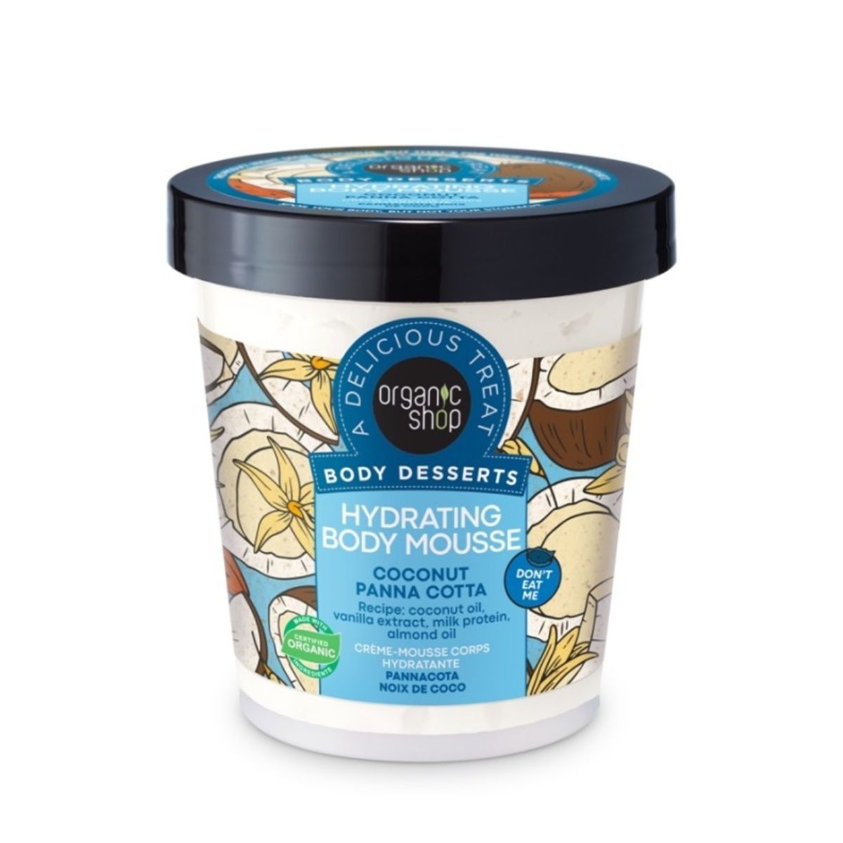 Mousse corporal hidratante panna cotta de coco Organic Shop 450 ml