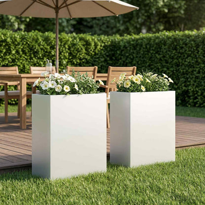 Macetero De Jardín 2 Uds. Blanco 40 X 20 X 50 Cm_1