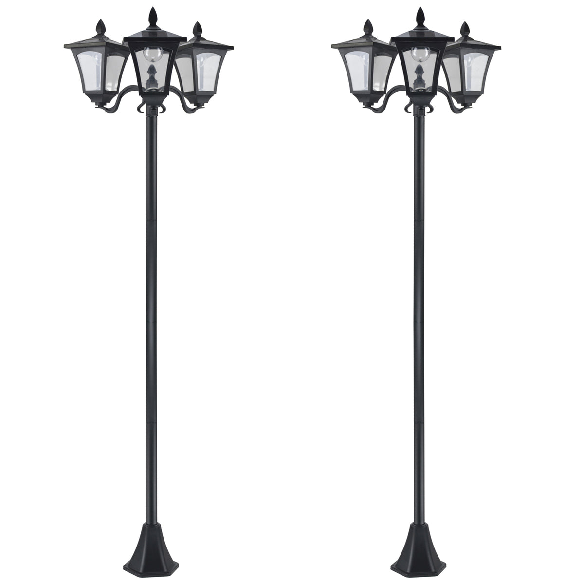 Farolas Solares Outsunny Plástico, Acero Inoxidable Negro 51.5x47x182.5 Cm_0