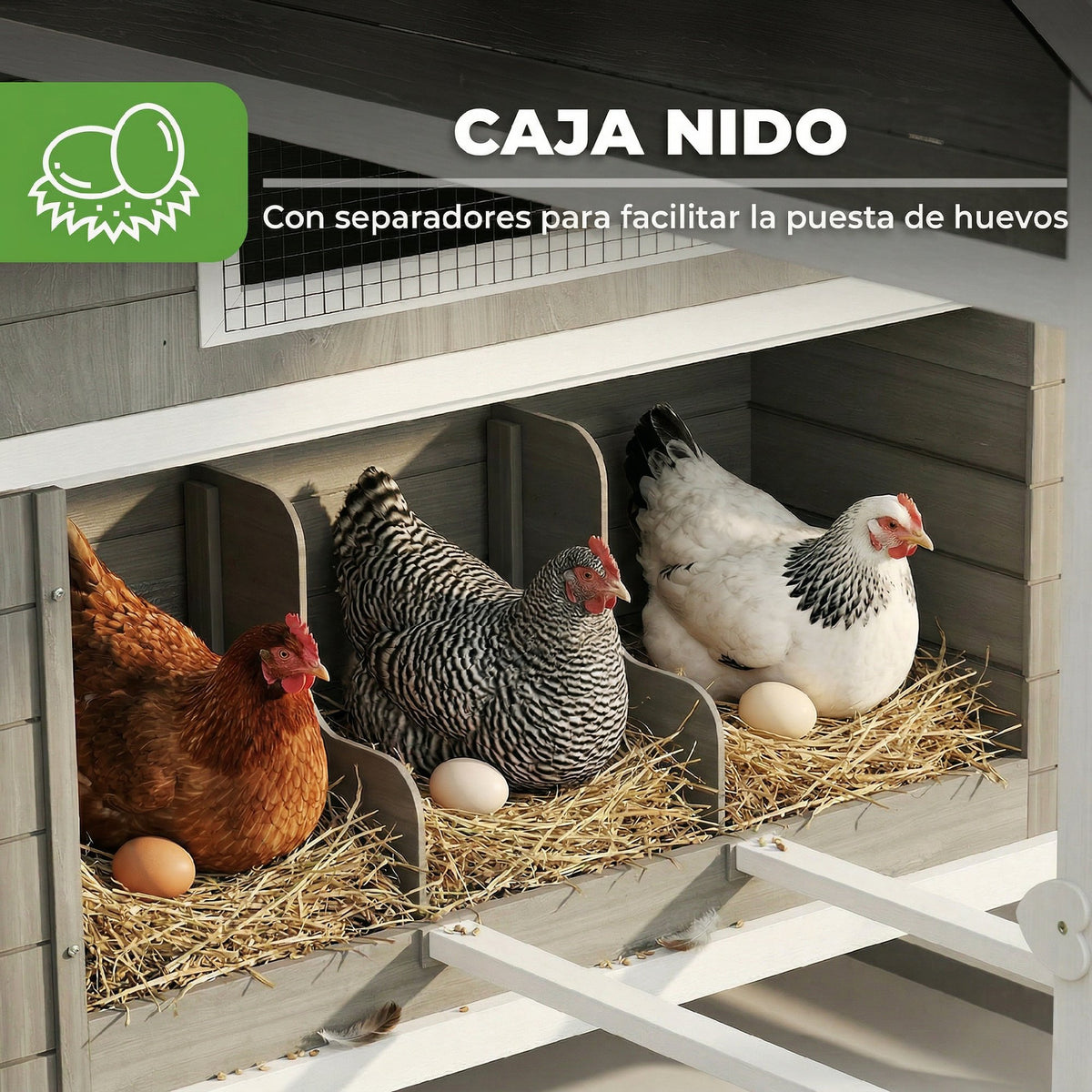 Gallinero Pawhut Madera De Abeto Gris Oscuro 347x160x150 Cm_5