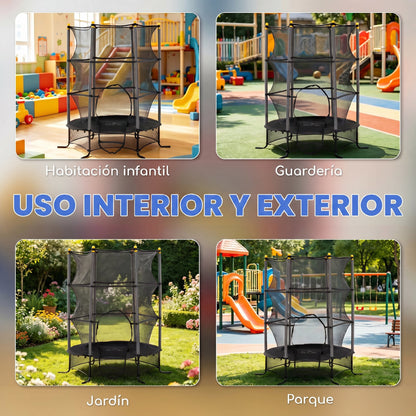 Cama Elástica Infantil Homcom Acero, Pp Negro 163x163x190 Cm_3