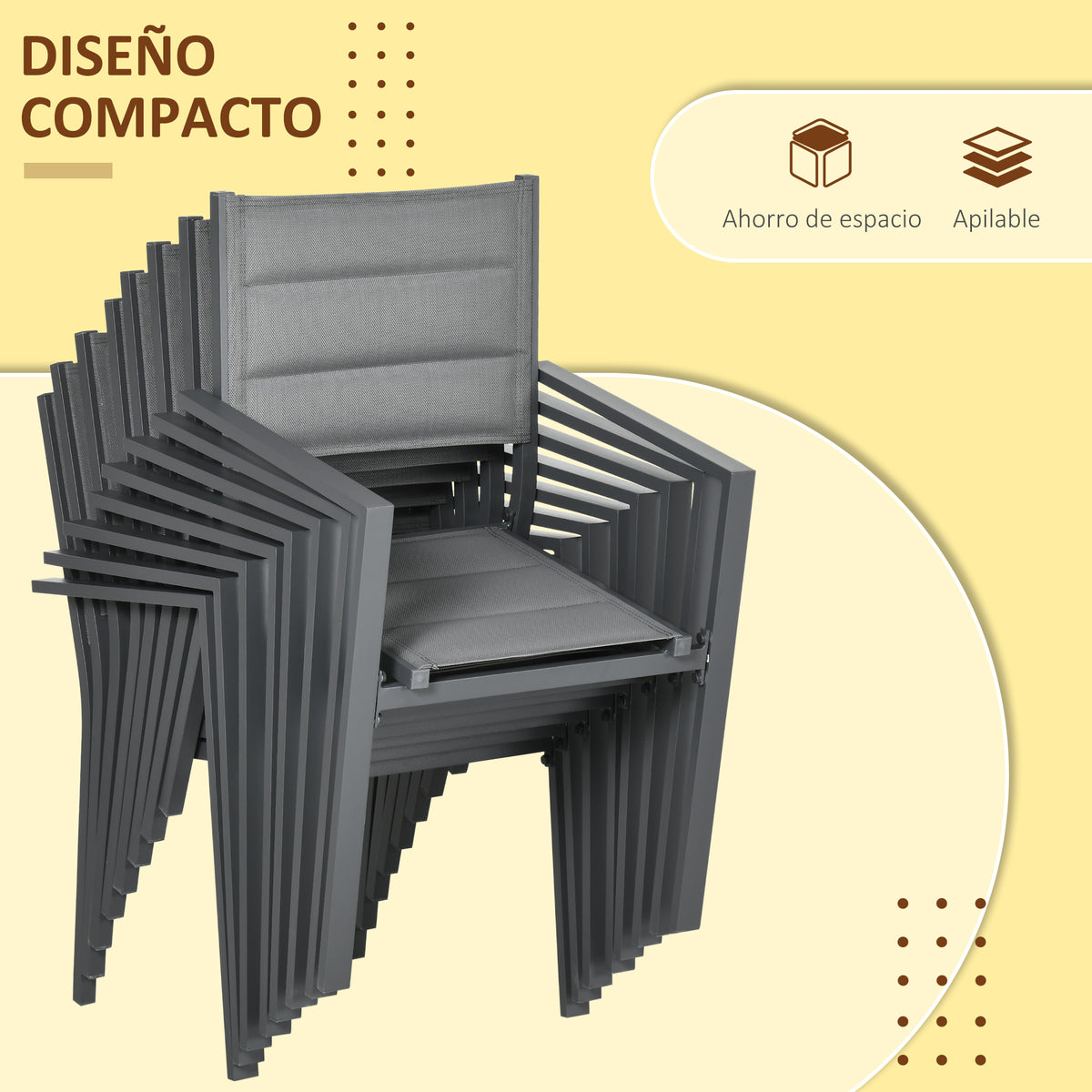 Conjunto Muebles De Jardín 9 Piezas Outsunny 270x90x75 Cm Gris_5