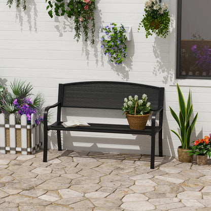Banco De Jardín Outsunny Acero Negro 127x60x87 Cm_1