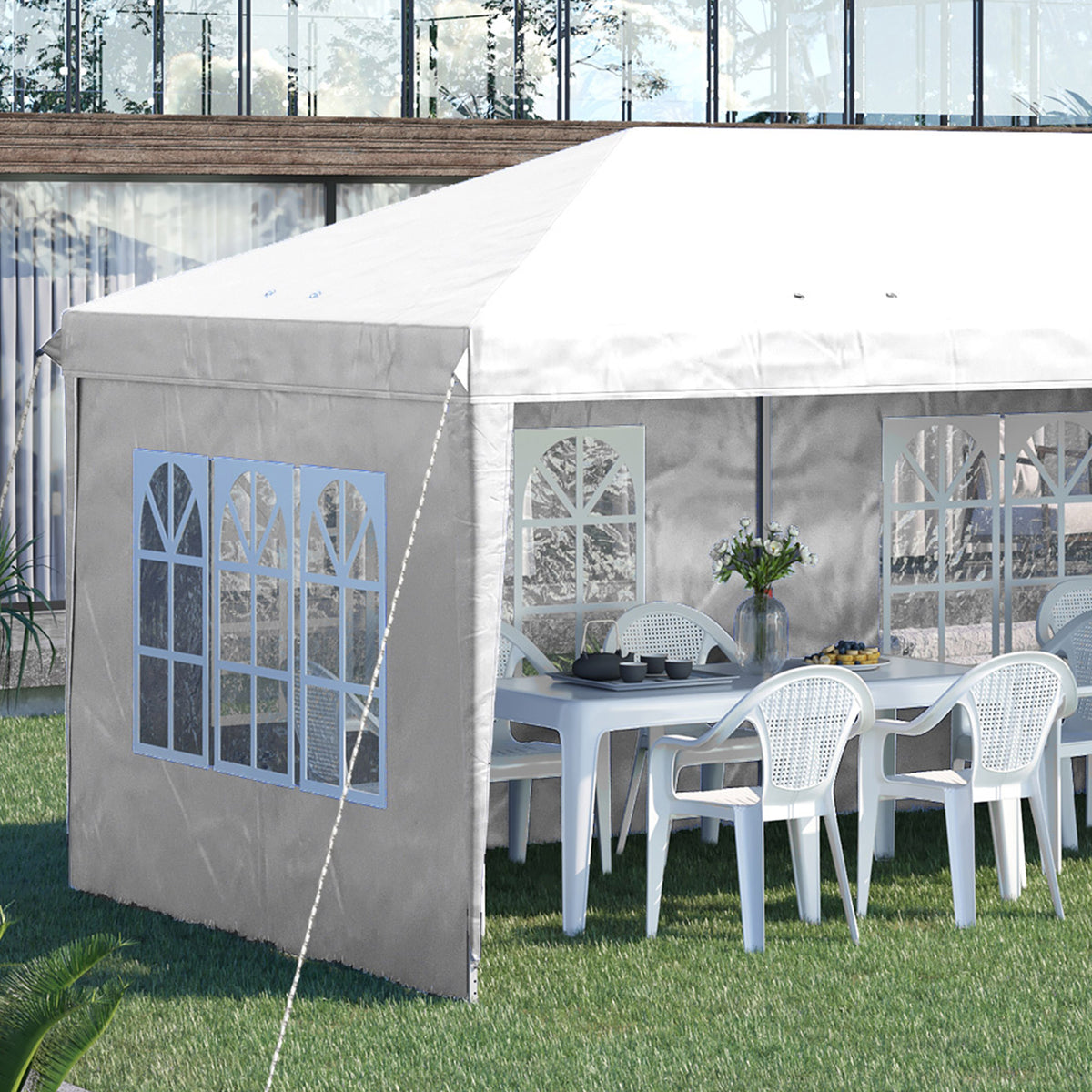 Carpa Plegable Outsunny 585x295x270 Cm Blanco_3