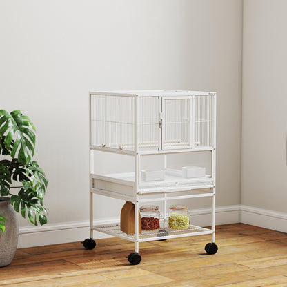 Jaula Para Pájaros Pawhut Acero Blanco 48x46x83 Cm D10-107v00wt_1