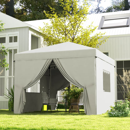 Carpa Plegable Outsunny Acero, Tela Oxford Blanco 300x300x280 Cm_1