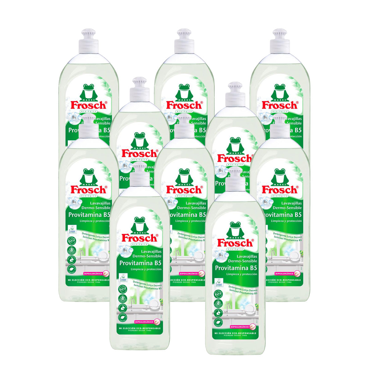 Pack 10x Lavavajillas hipoalergénico Frosch 750 ml