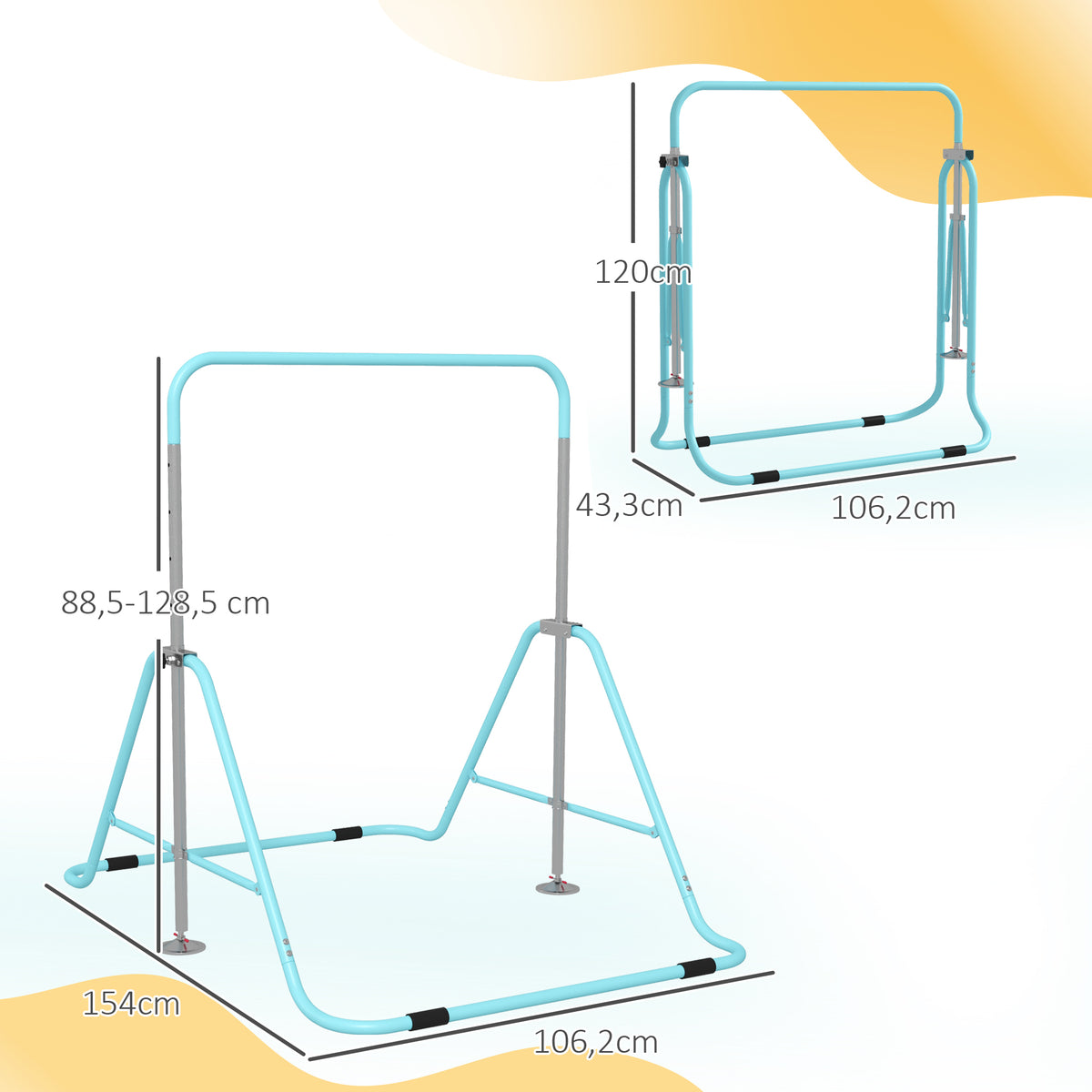 Barra De Gimnasia Homcom Acero Verde 154x106.2x128.5 Cm 340-005v01gn_2