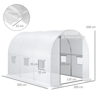 Cubierta De Invernadero Outsunny Polietileno Blanco 300x200x200 Cm 845-382v03wt_2