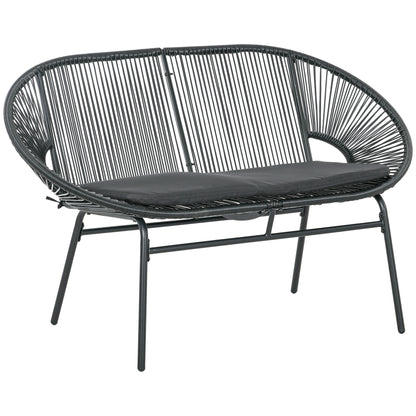 Silla De Ratán Outsunny Acero, Pe Negro 132x72x83 Cm_0