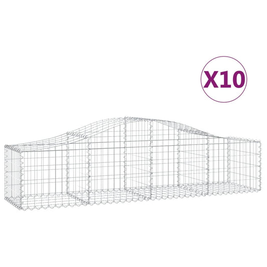 Cestas De Gaviones 10 Uds Forma De Arco Hierro 200x50x40/60 Cm_0