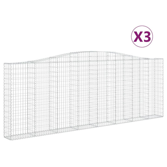 Cestas De Gaviones 3 Uds Forma De Arco Hierro 400x30x140/160 Cm_0