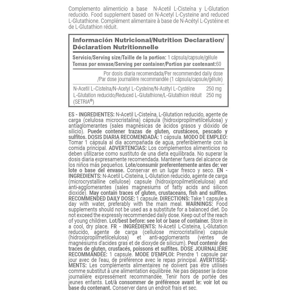 Nac & Glutatión - 60 Cápsulas Vegetales - Antioxidante - Masmusculo_4